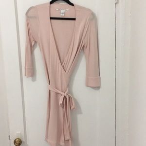 Pale pink DVF wrap dress